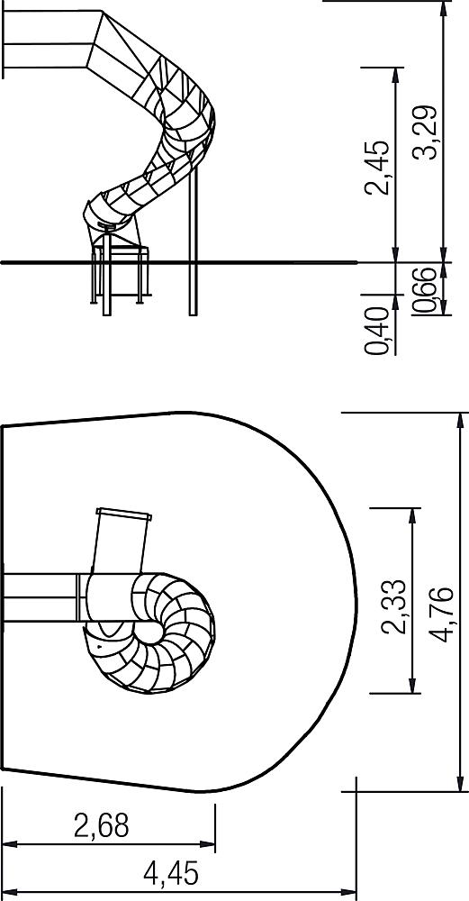 Muldenanbaurutsche 270 Grad PH 245 cm, rechts gewendelt, V2A Ansicht 5