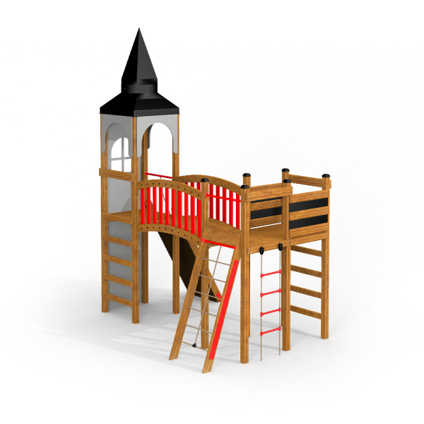 Alcazar Spielturm mit Klettergerüst Ansicht 2