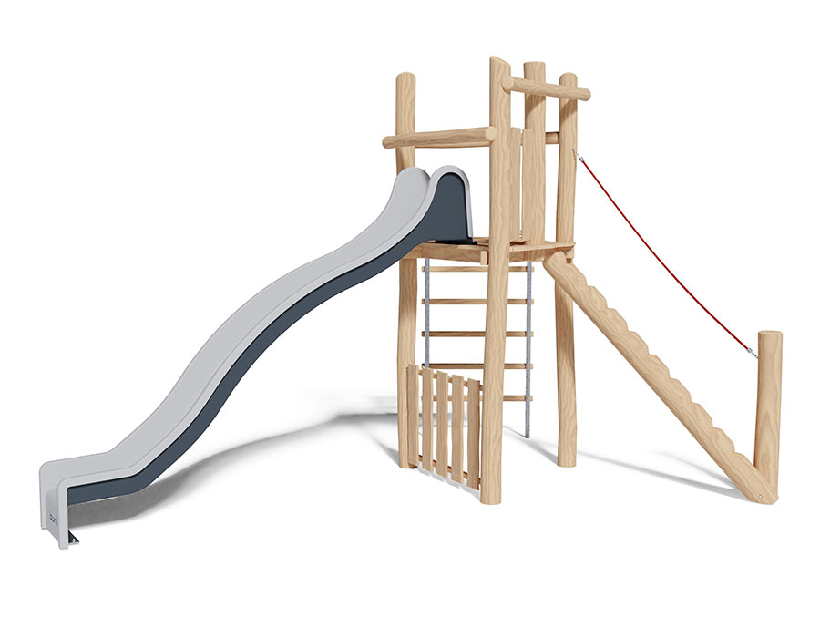 Spielturm-Kombination Robinie, Podesthöhe 180 cm, Rutsche Ansicht 2