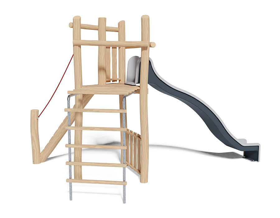 Spielturm-Kombination Robinie, Podesthöhe 180 cm, Rutsche Ansicht 3