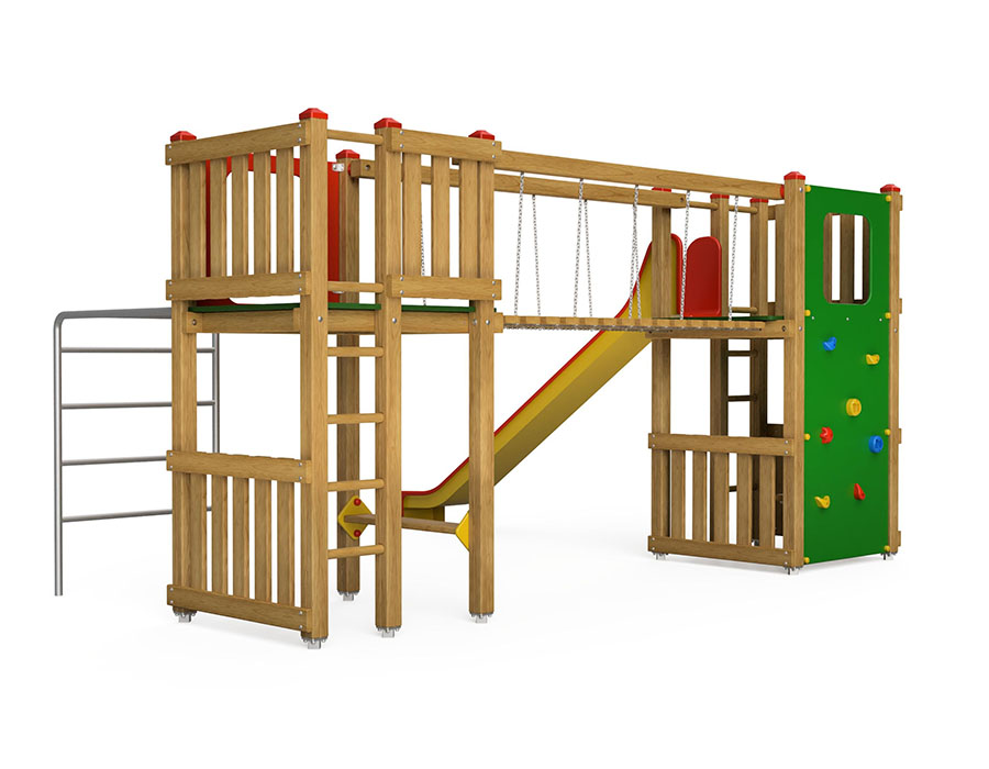 Spielturm-Kombination Eco, Podesthöhen 150 cm, Rutsche Ansicht 3