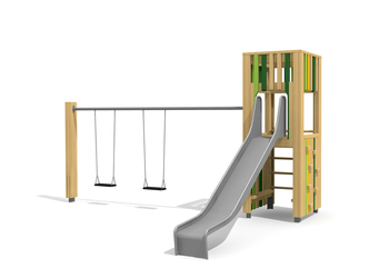 bimbox Kletterturm 1 mit 2er Schaukel Ansicht 1