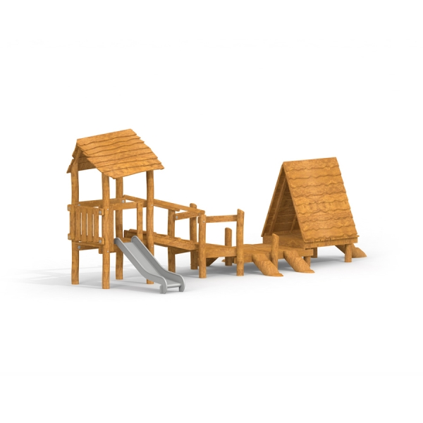 Galapagos Spielhaus mit Spielturm und Rutsche Ansicht 2