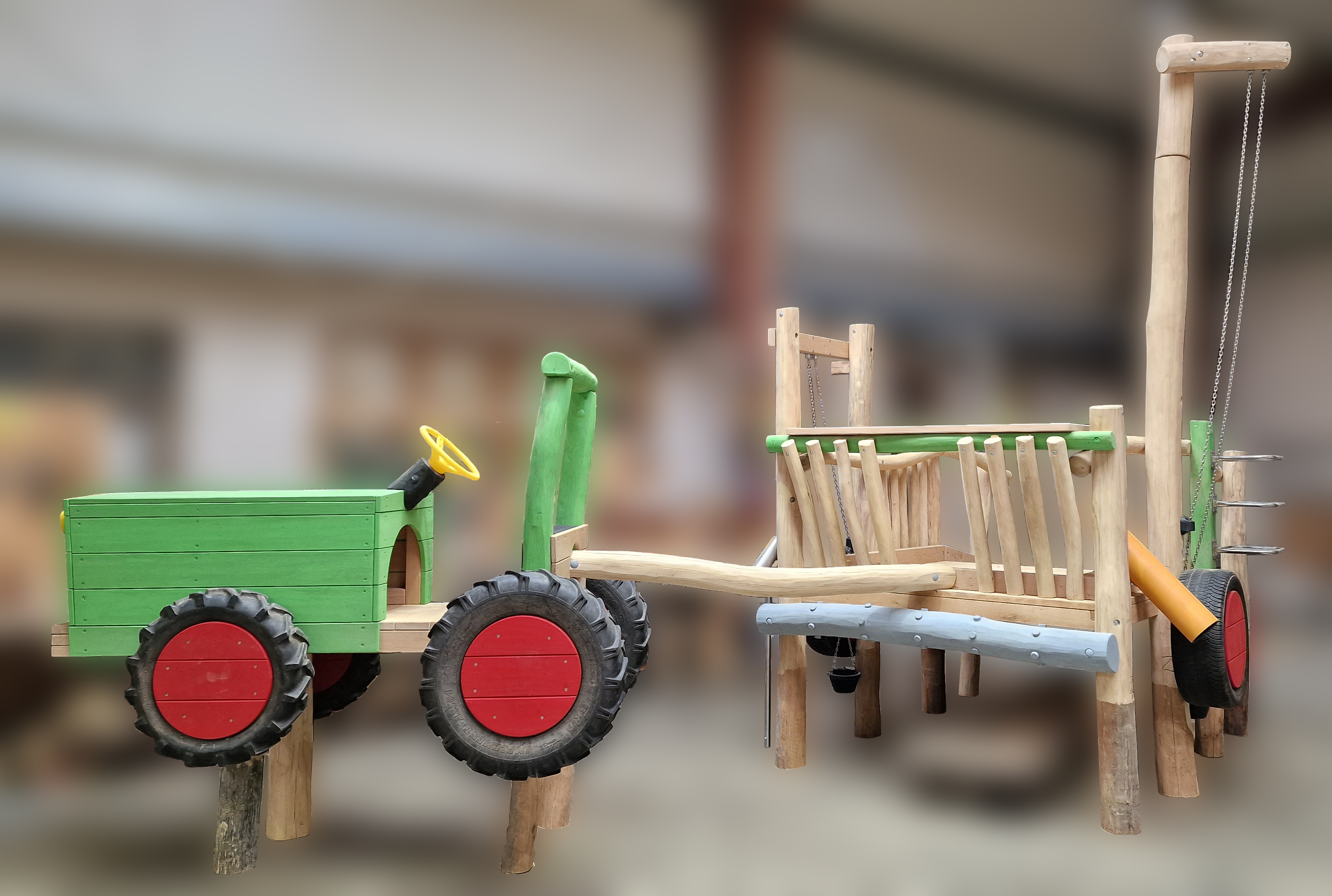 Kleiner Traktor mit Sandspielanhänger Ansicht 2