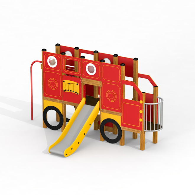 Grosser Truck Spielhaus mit Rutsche Ansicht 2