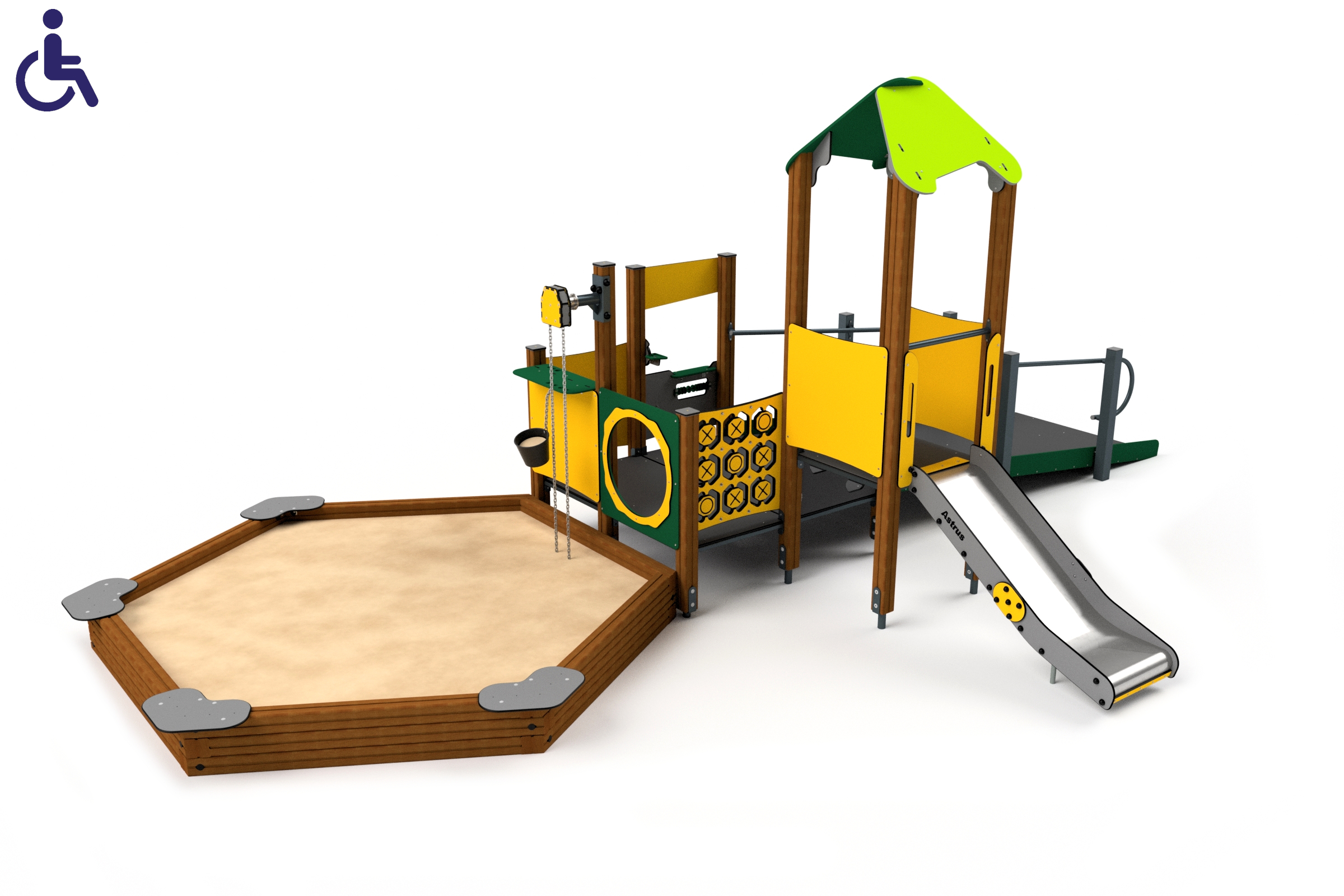 10047 Sandkasten Spielsetz Rollstuhlgängig - Inklusion von beeinträchtigten Kindern Ansicht 2