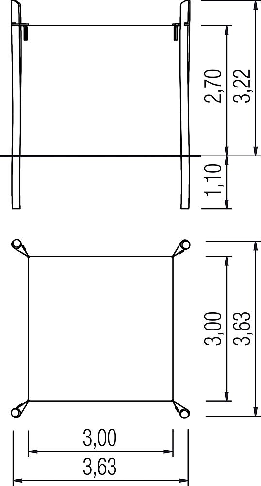 Sonnensegel komplett Sonya 3x3 m Ansicht 5