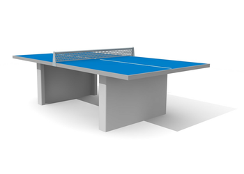 Tischtennis Polymerbeton blau, Stahlgestell Ansicht 1