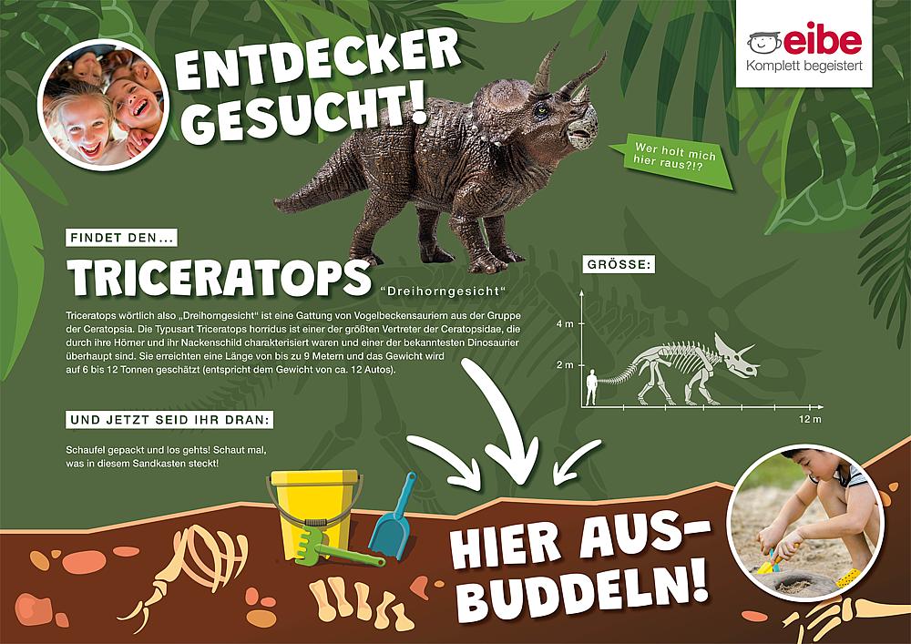 Schild für Dino-Platte Triceratops Ansicht 1