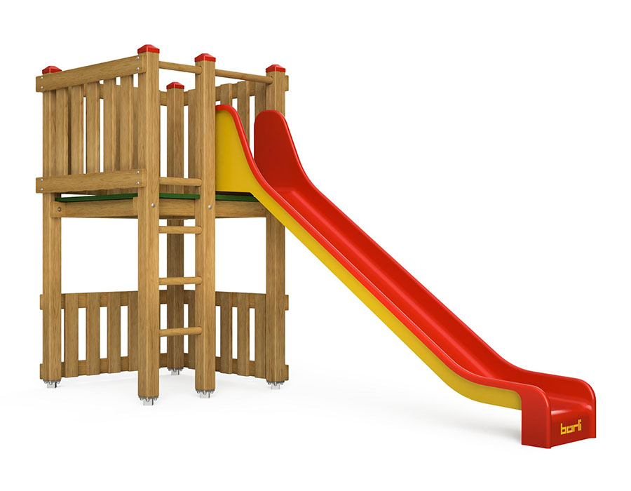 Spielturm-Kombination Eco, Podesthöhe 120 cm, Rutsche Ansicht 2