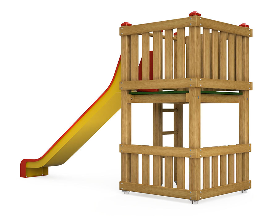 Spielturm-Kombination Eco, Podesthöhe 120 cm, Rutsche Ansicht 3