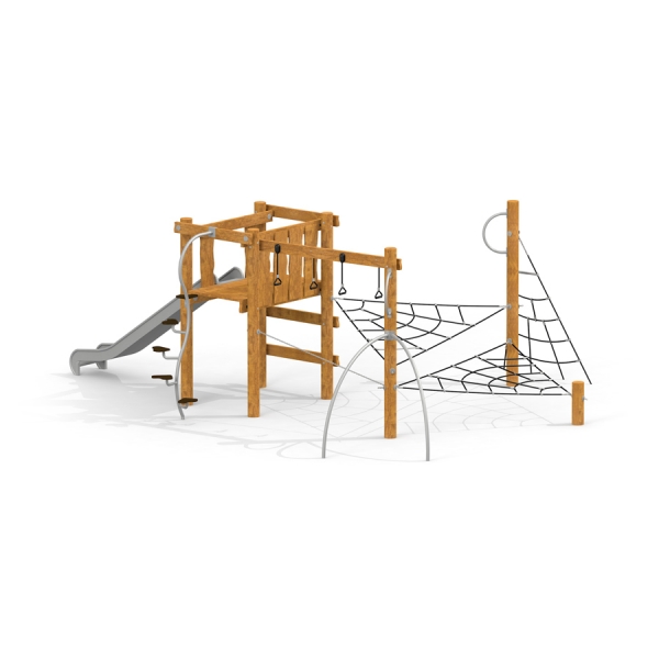 Alv Klettergerüst mit Rutsche und Kletternetz Ansicht 2