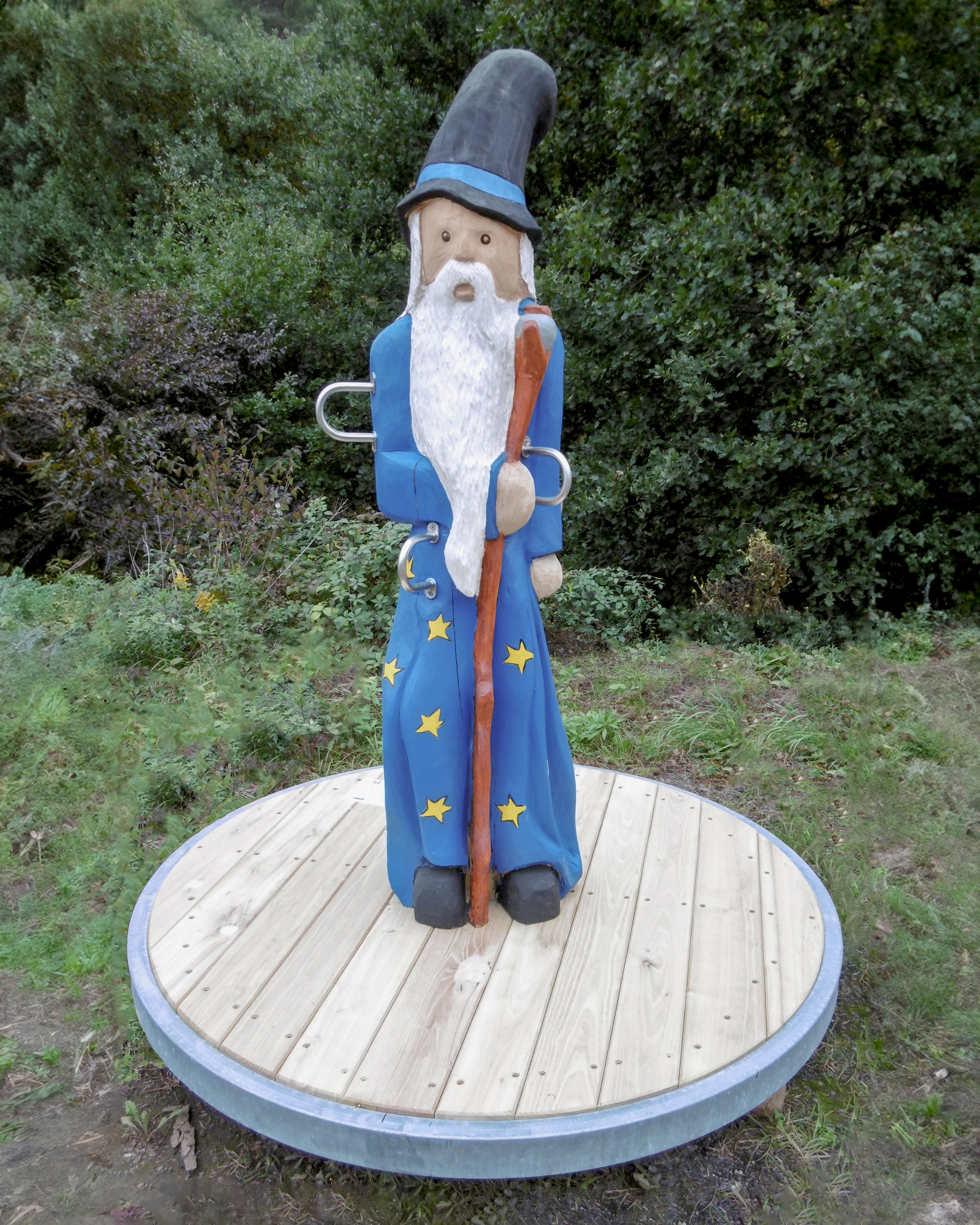 Stehkreisel groß Ø150cm mit Schnitzfigur - Ansicht 2