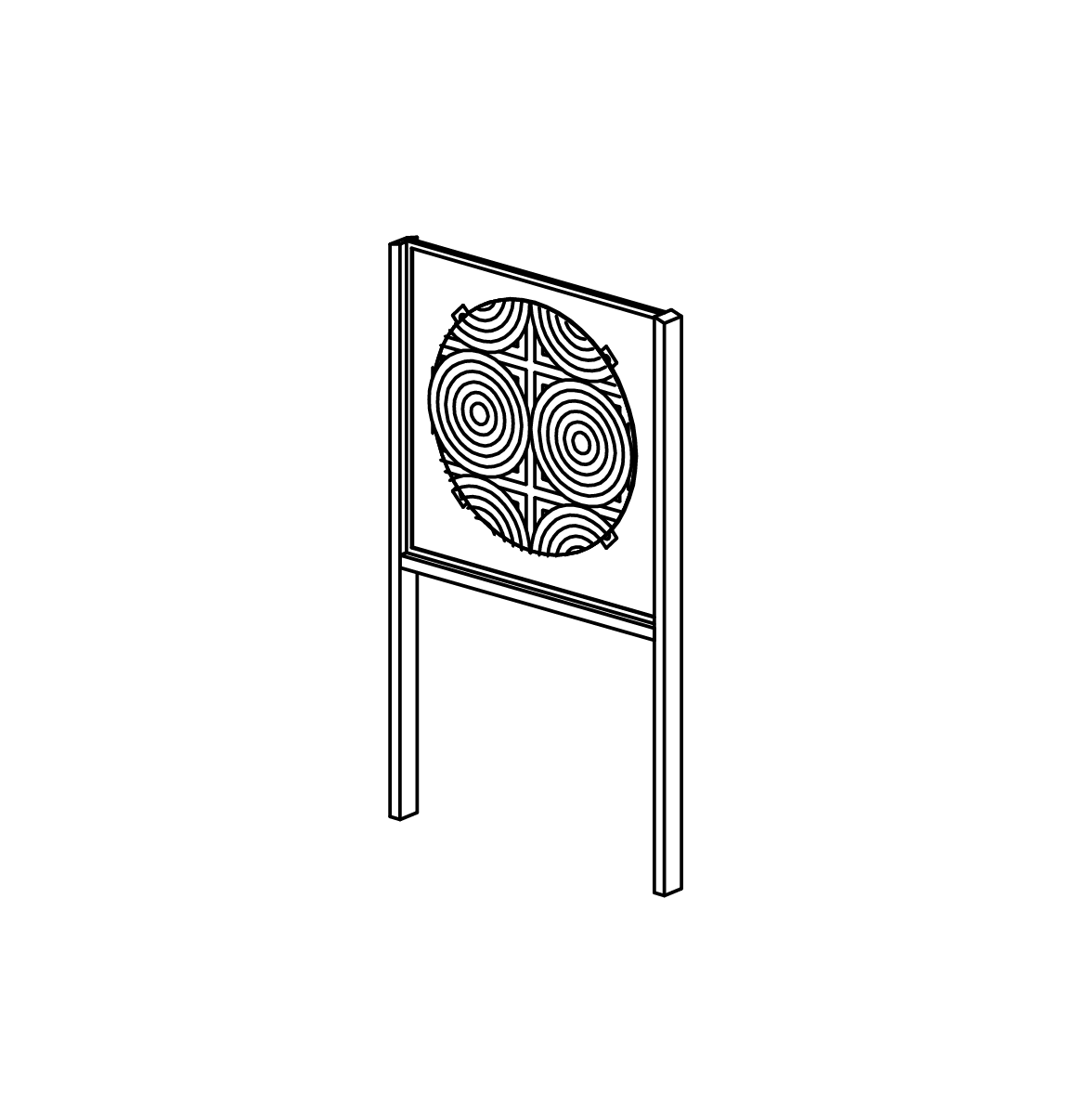 Moirétafel mit Standgestell aus V2A Ansicht 2