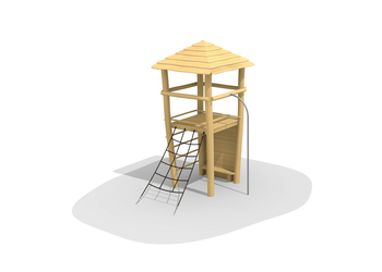 Jägerturm mit Edelstahlrutsche und Pyramidendach Ansicht 5