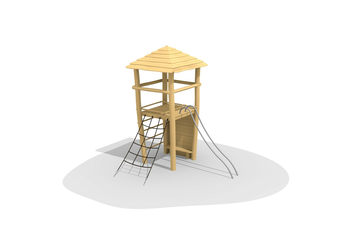 Jägerturm mit Edelstahlrutsche und Pyramidendach Ansicht 6