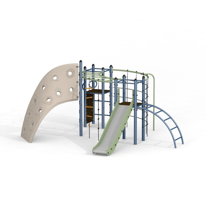 Wal Klettergerüst mit Kletterwand und Rutsche Ansicht 2