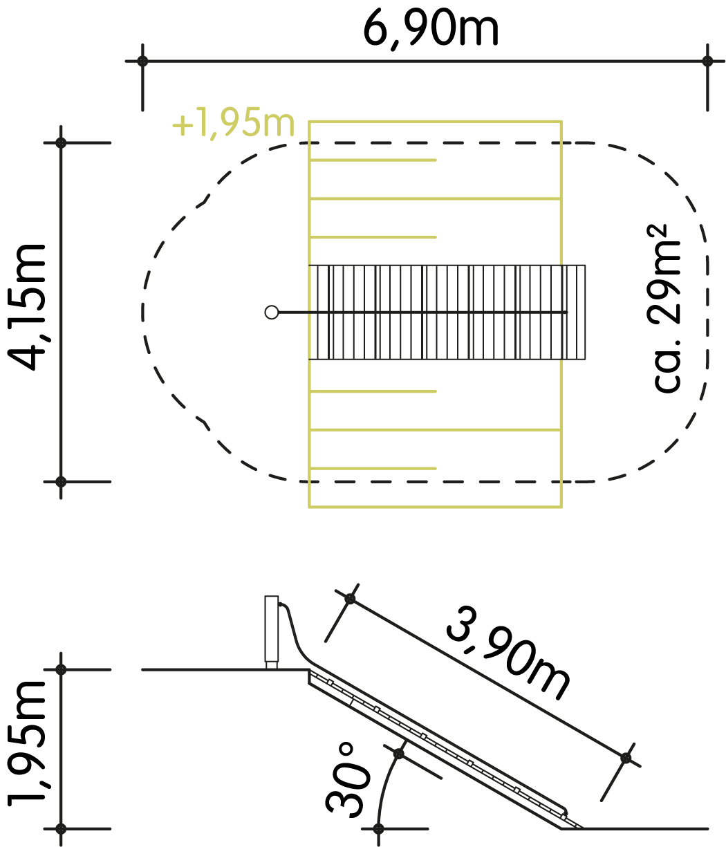 Schräge Rampe mit Seil PH195cm Ansicht 4