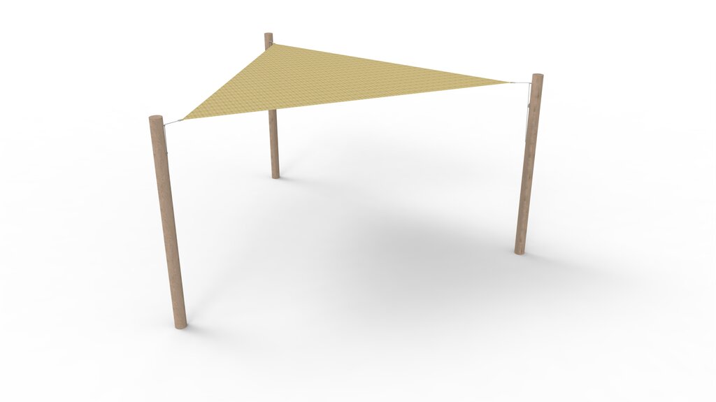 HDPE-Sonnensegel-System 1 Segel (3.6x3.6x3.6 m) + 3 Pfosten Ansicht 2