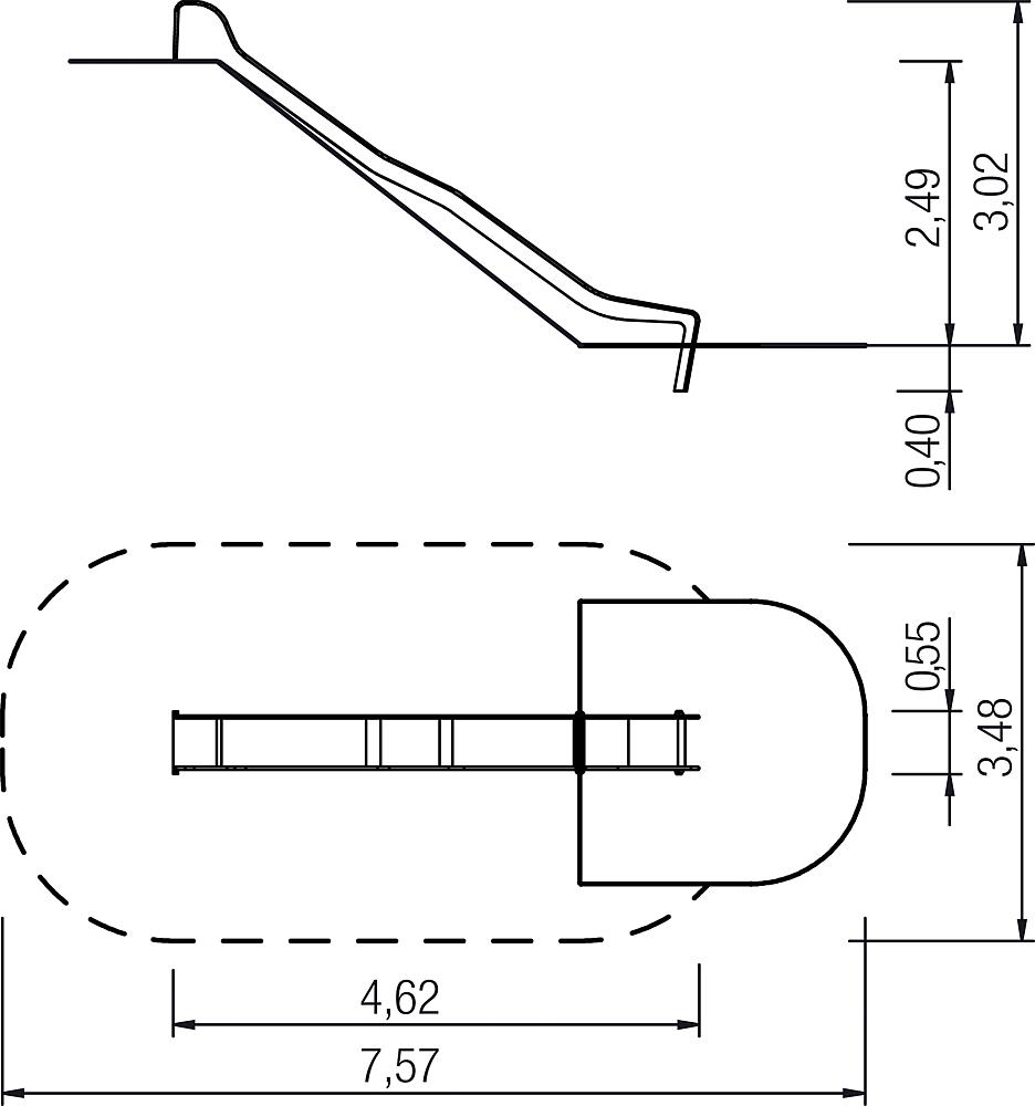 Hügelrutsche mit Wellen PH 250 cm, V2A Ansicht 3