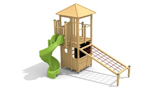Kletterturm bimbo 2 mit Spiralrutsche, Bimbo Spielplatzgeräte (Hinnen AG)