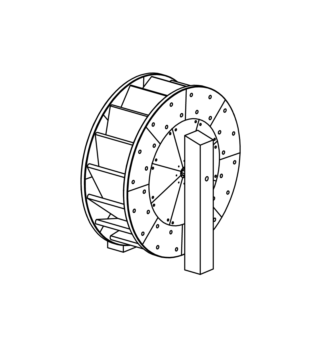 Mühlrad aus Holz Ansicht 2