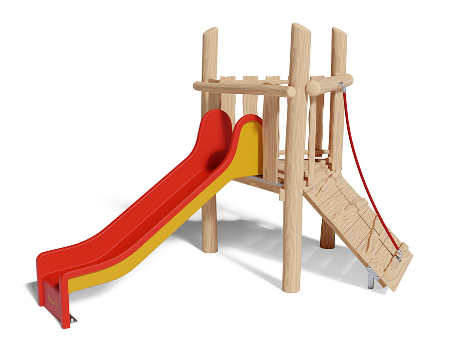 Spielturm-Kombination Robinie, Podesthöhe 90 cm, Rutsche Ansicht 2