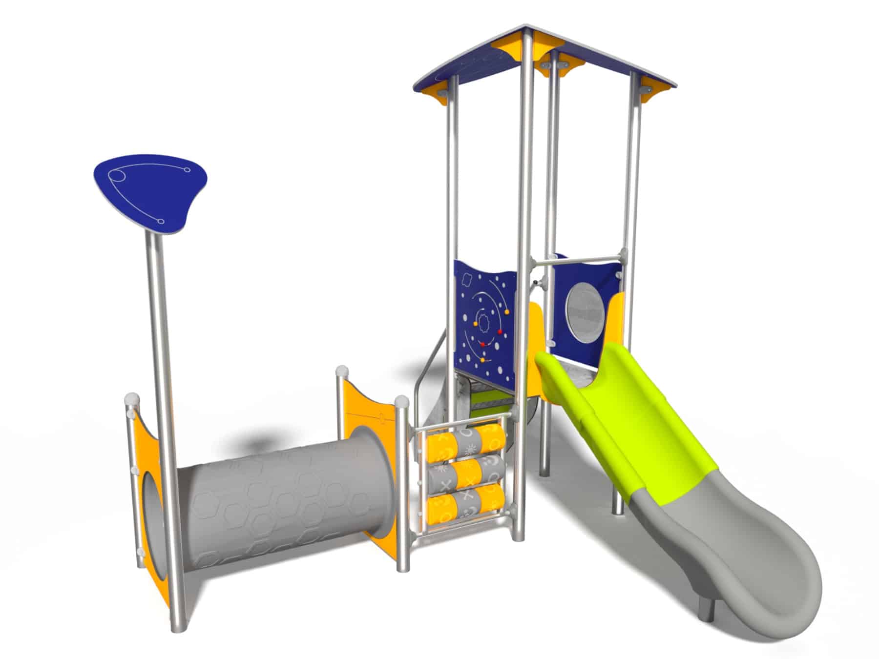 Rutsche mit Stufen und Tunnel für Spielplatz Ansicht 2