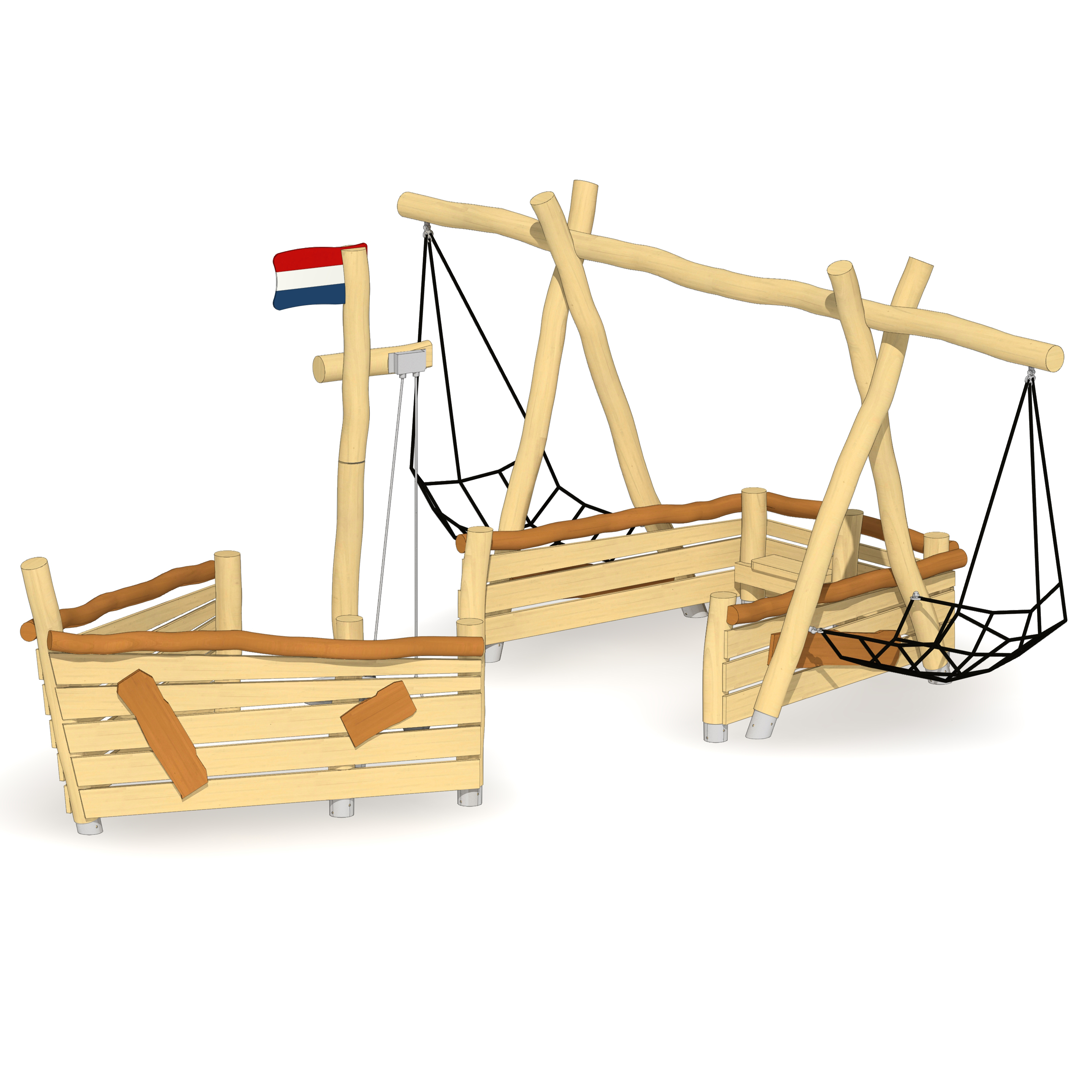 Sandkasten-Schiff Arnheim mit Lümmelnetzen Ansicht 2