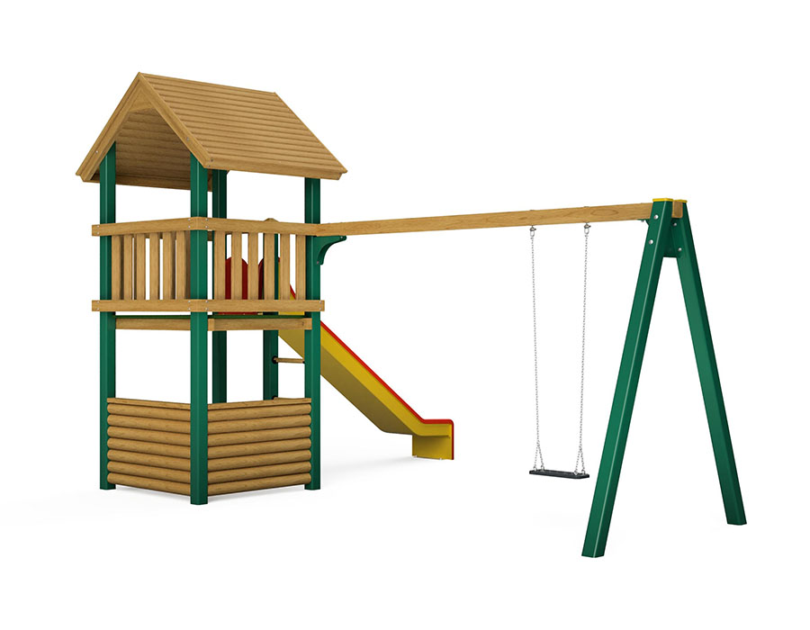 Spielturm-Kombination Holz/Aluminium Ansicht 3