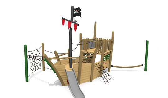 Piratenschiff Black Hook mit Seilgarten - lasiert Ansicht 6