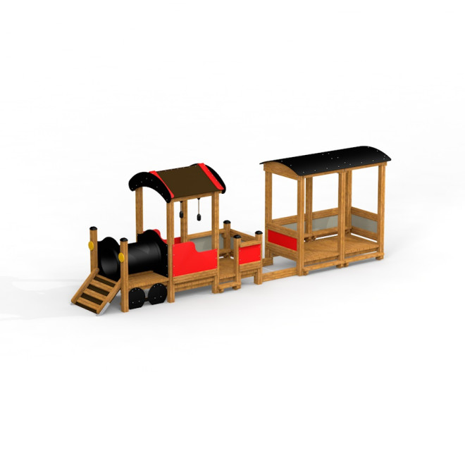 Lokomotive Spielhaus mit Wagon II Ansicht 2