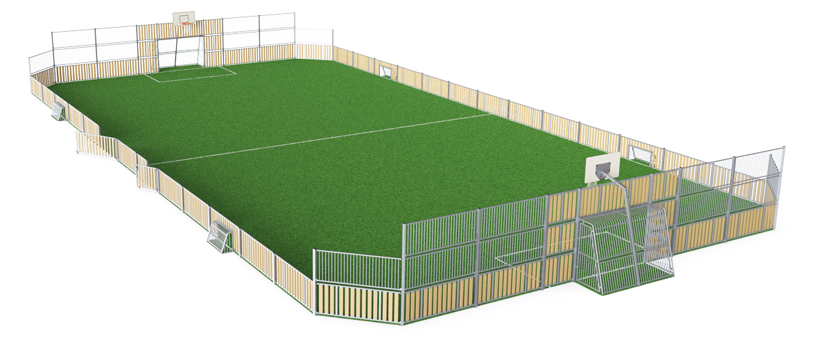 MUGA, 20 x 39 m, Seitenhöhe 1 m, Holzoptik FRE600403 Ansicht 2