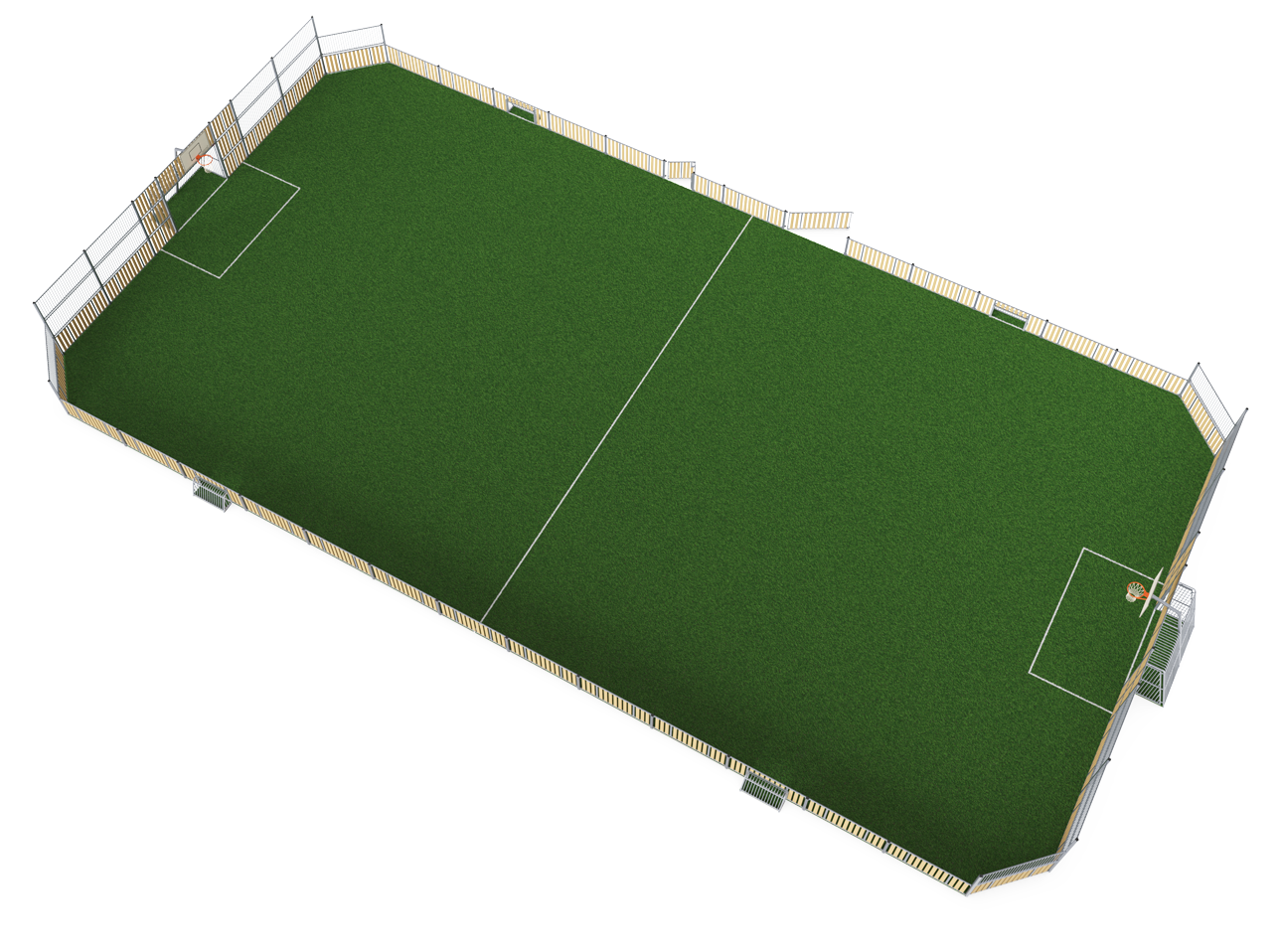 MUGA, 20 x 39 m, Seitenhöhe 1 m, Holzoptik FRE600403 Ansicht 3