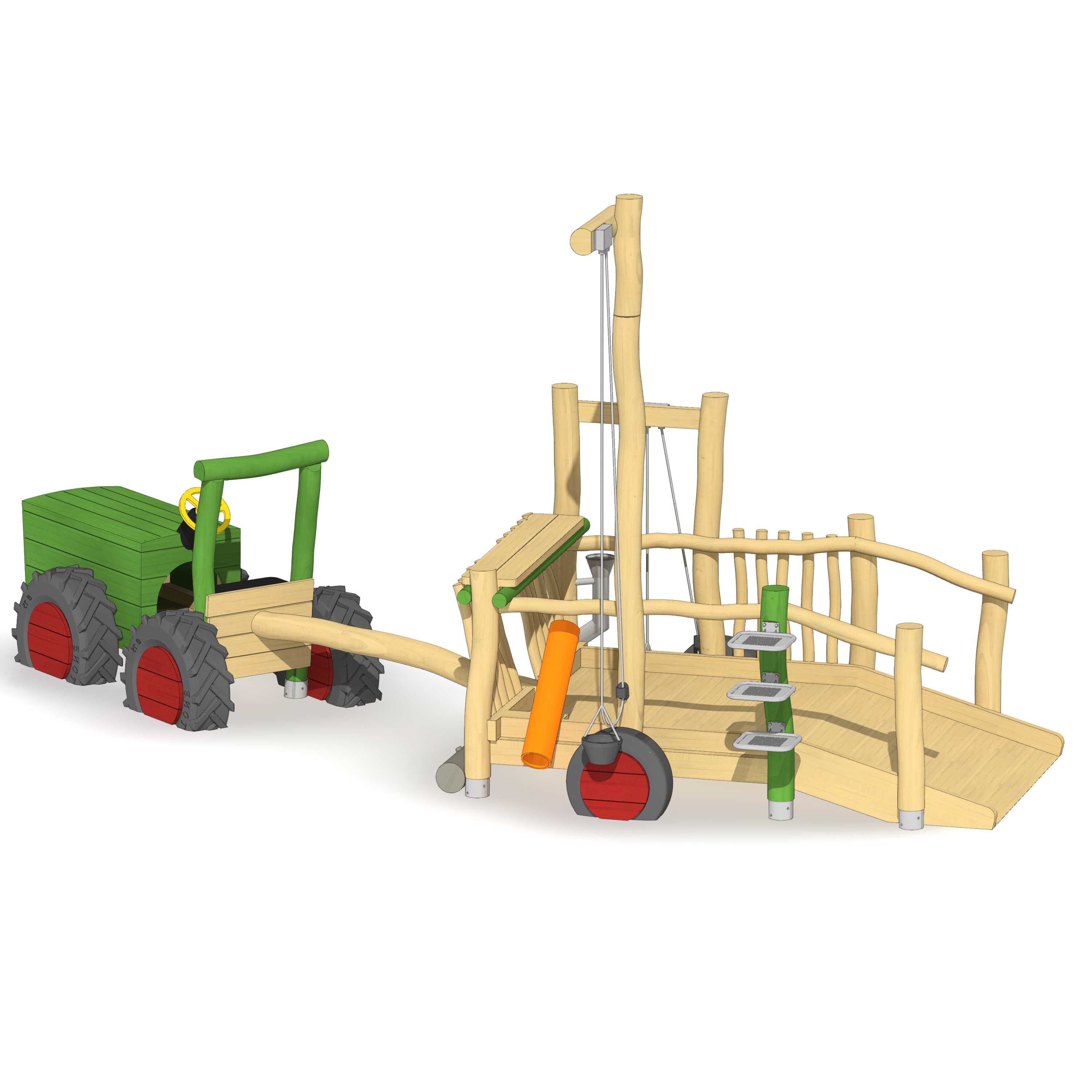 Kleiner Traktor mit Sandspielanhänger Ansicht 2