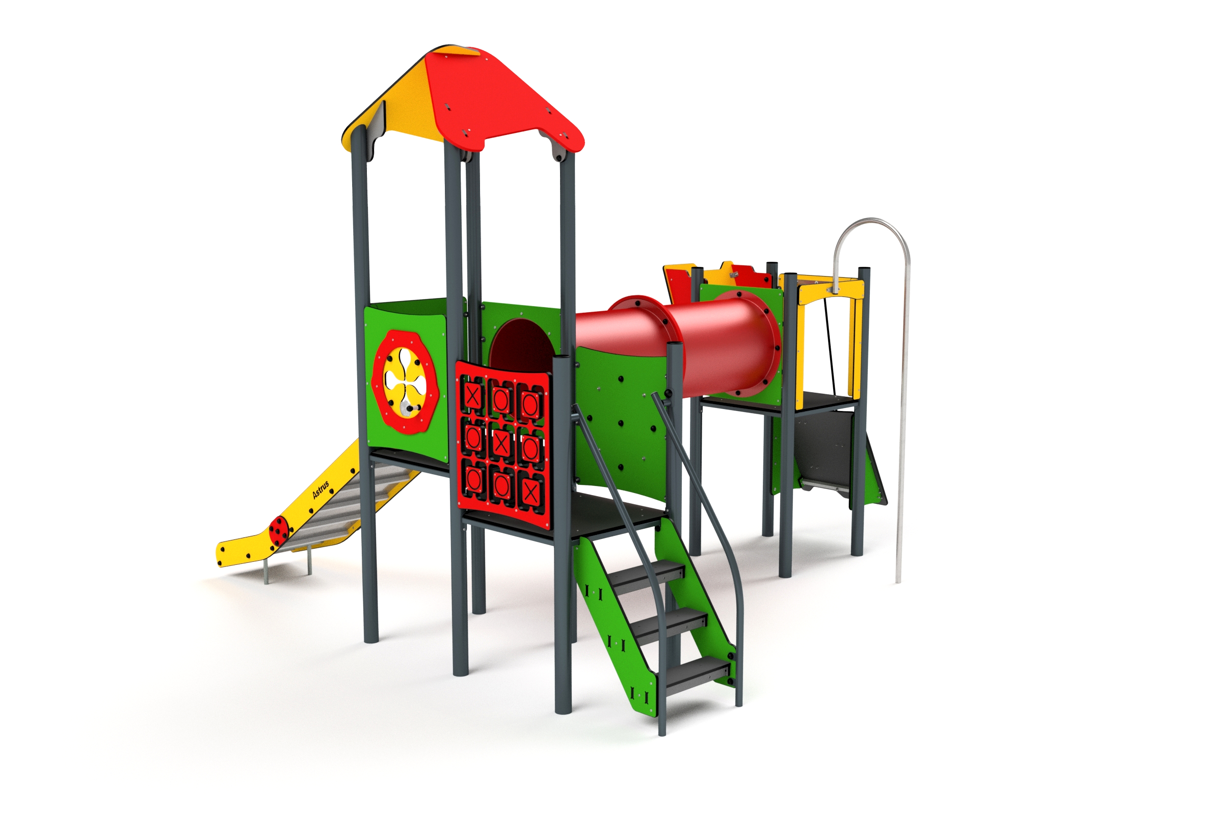11041 Turm mit Tunnel, Rutsche, Kletterwand, Spielwand und Feuerwehrstange Ansicht 5