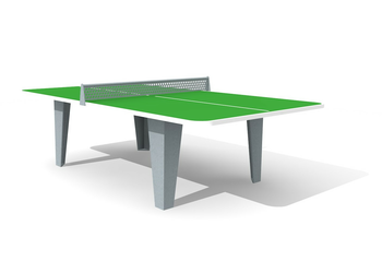 Tischtennis Beton gerundet, Betonunterbau grün, Bimbo Spielplatzgeräte (Hinnen AG)
