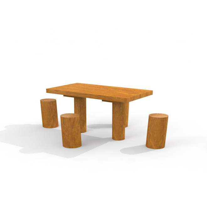 Tisch mit 4 Hocker Robinie Ansicht 2