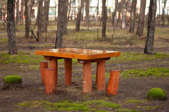 Tisch mit 4 Hocker Robinie Ansicht 3