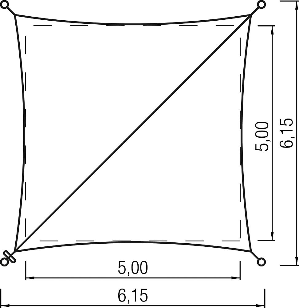 Sonnenschutz Quadrat 5,00x5,00 m Ansicht 4