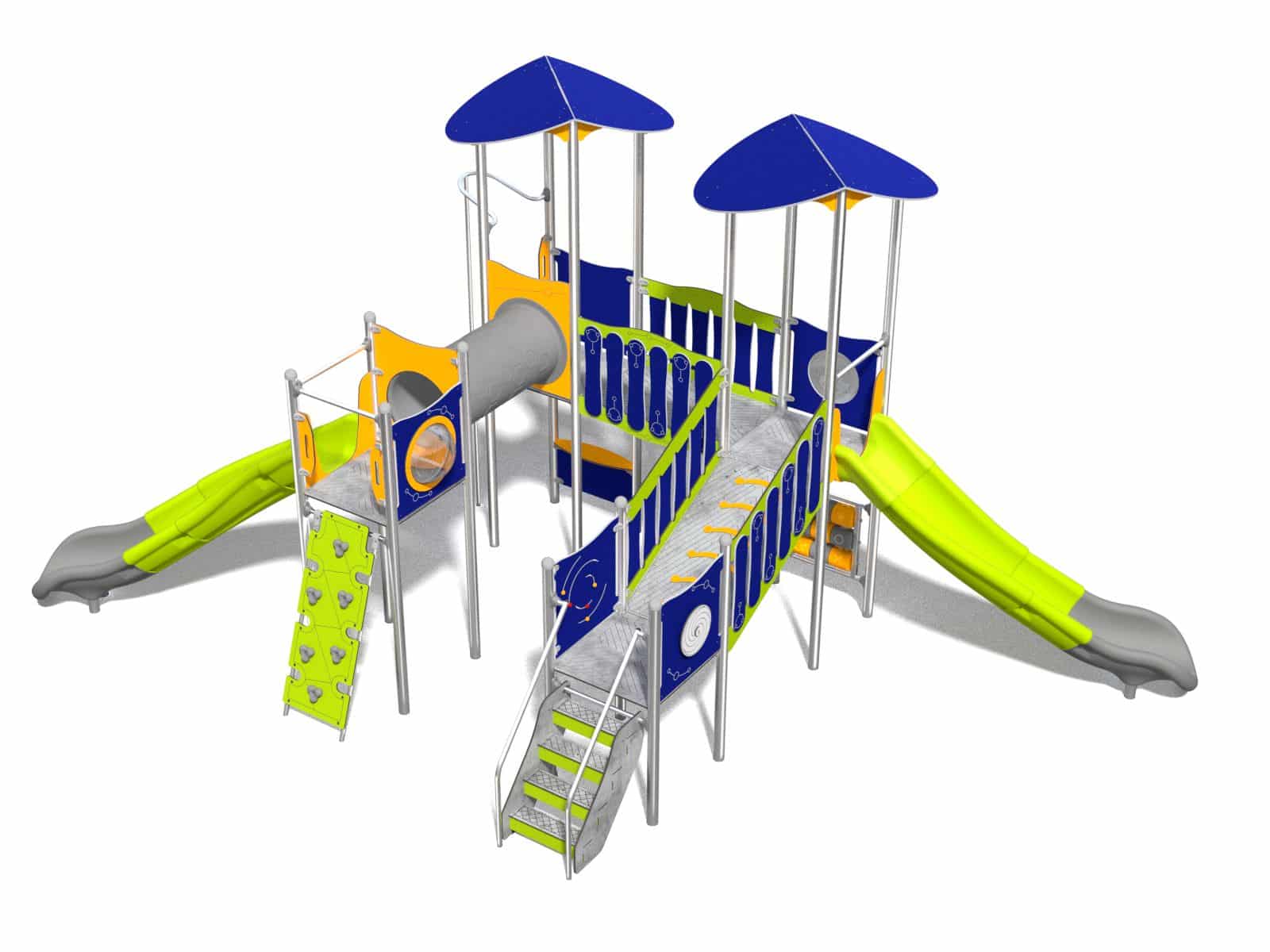 Vierspurenset mit Rutsche und Brücke für Spielplatz Ansicht 2