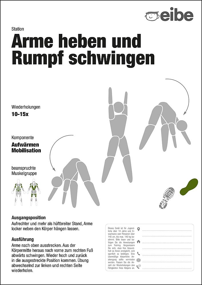 Trimm-dich-Pfad Trainingsschild Arme heben und Rumpfschwingen Ansicht 5