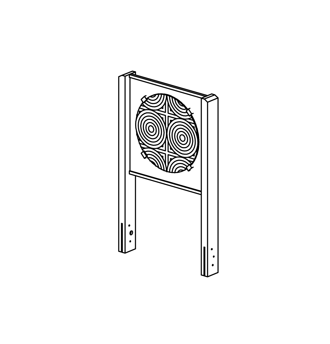 Moirétafel mit Standgestell aus Eichenkernholz Ansicht 2