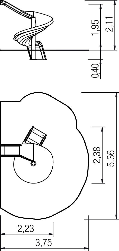 Anbaurutsche 270 Grad PH 195 cm, rechts gewendelt Ansicht 3