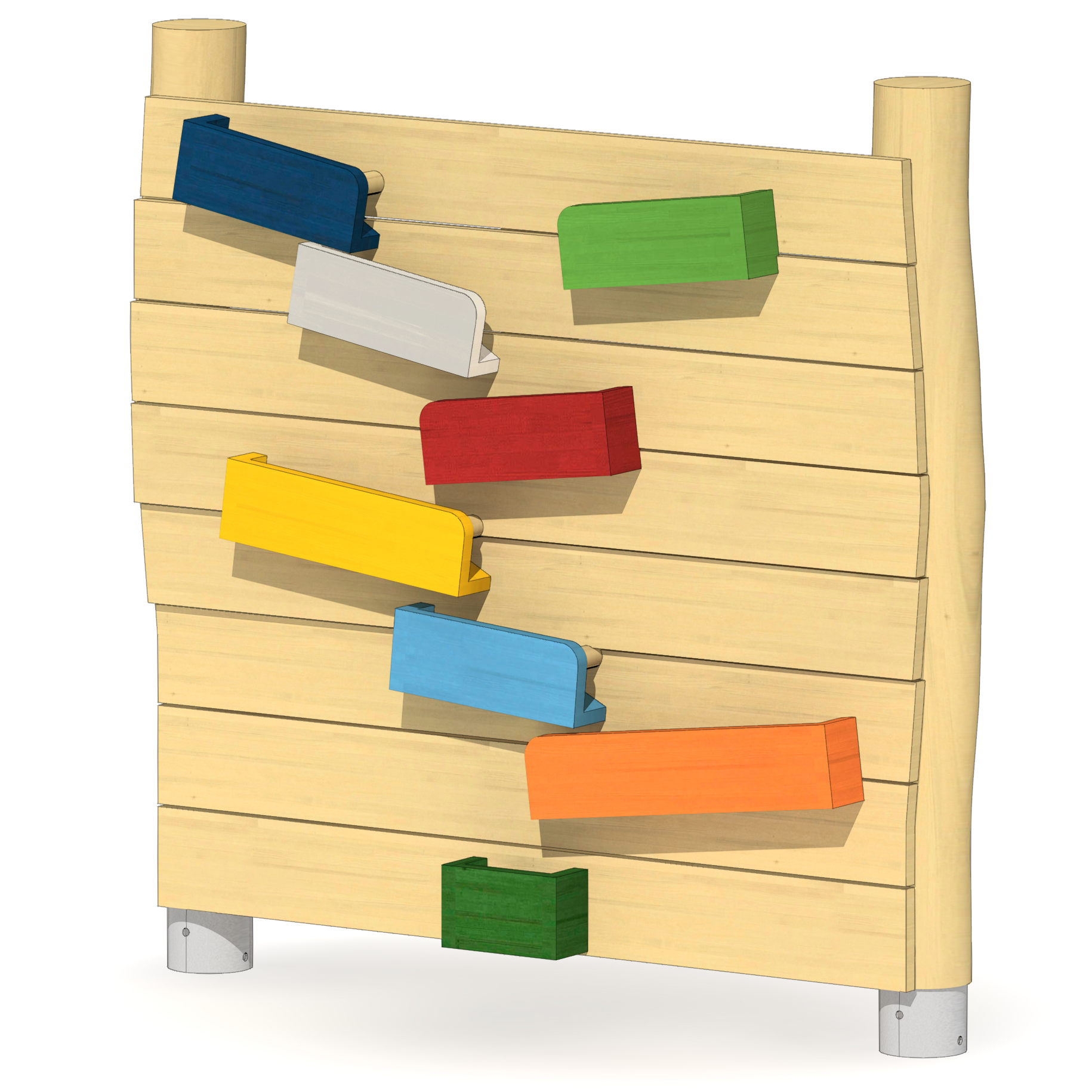 Holzwand mit Zick-Zack-Murmelbahn Ansicht 2