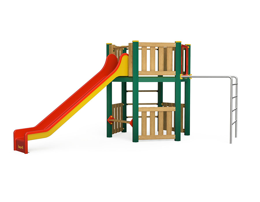 Spielturm-Kombination Holz/Aluminium Ansicht 2