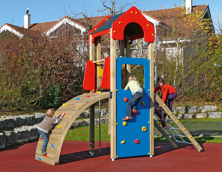 Spielturm-Kombination Crea-Play, Podesthöhen 150 cm, Satteldach, ohne Rutsche Ansicht 4