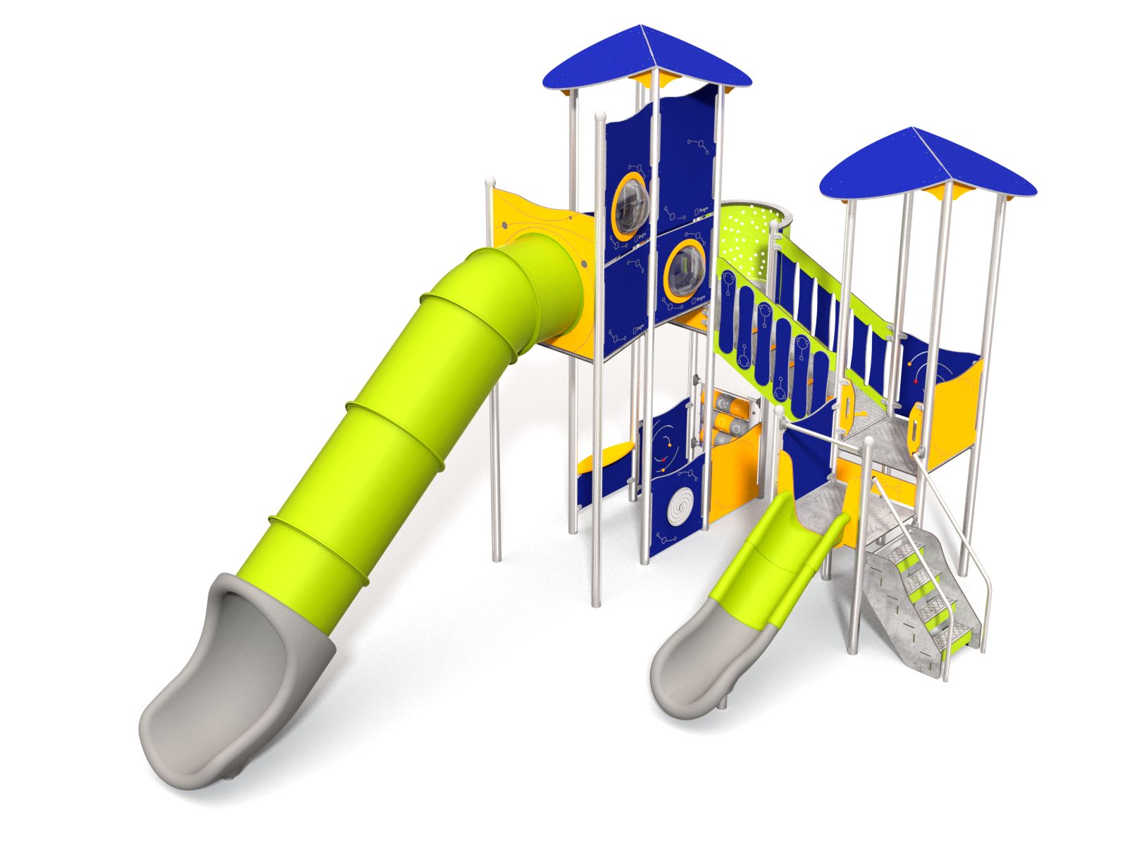 Türmerset mit Rutsche und Brücke für Spielplatz Ansicht 2
