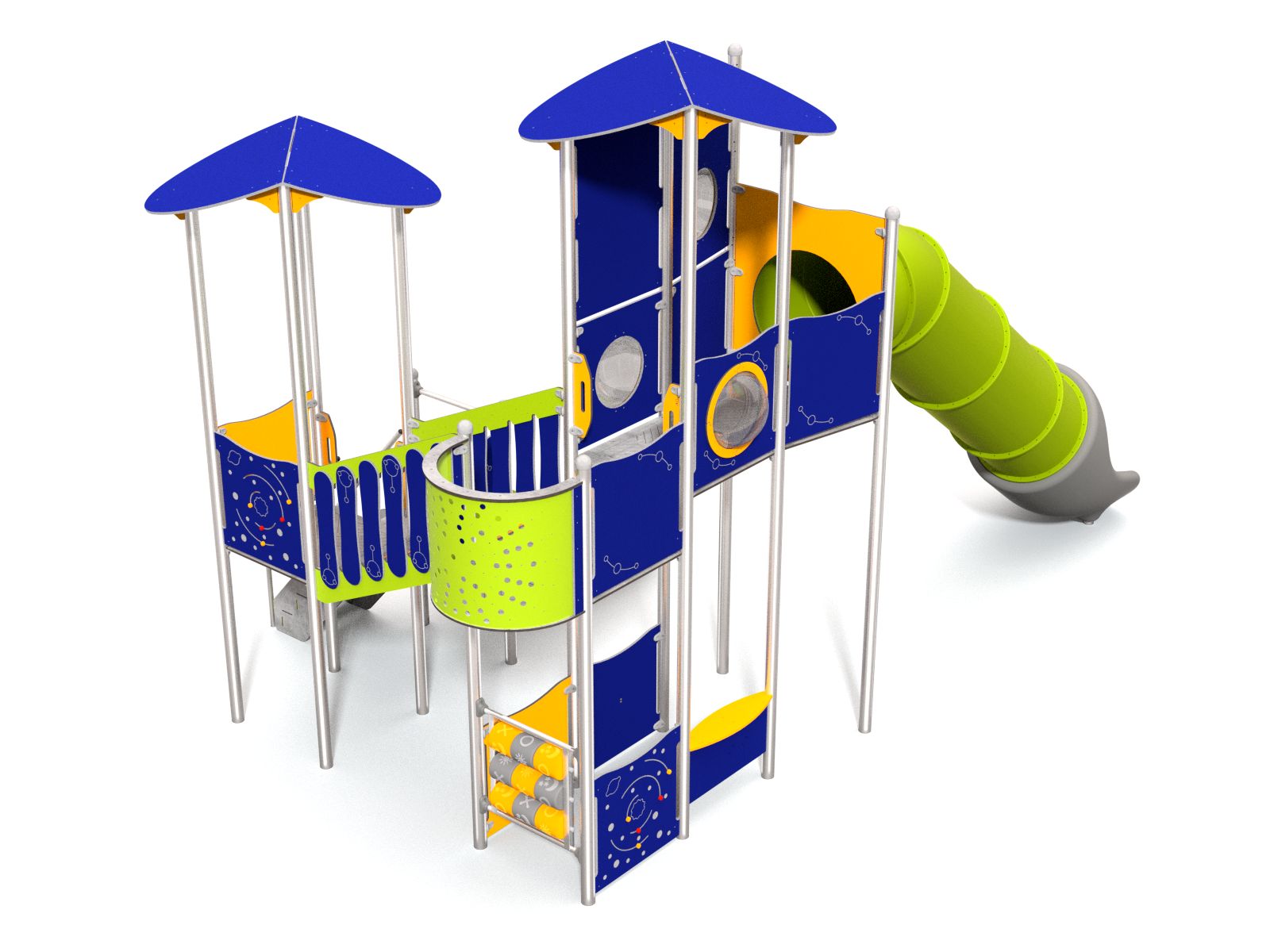 Türmerset mit Rutsche und Brücke für Spielplatz Ansicht 3