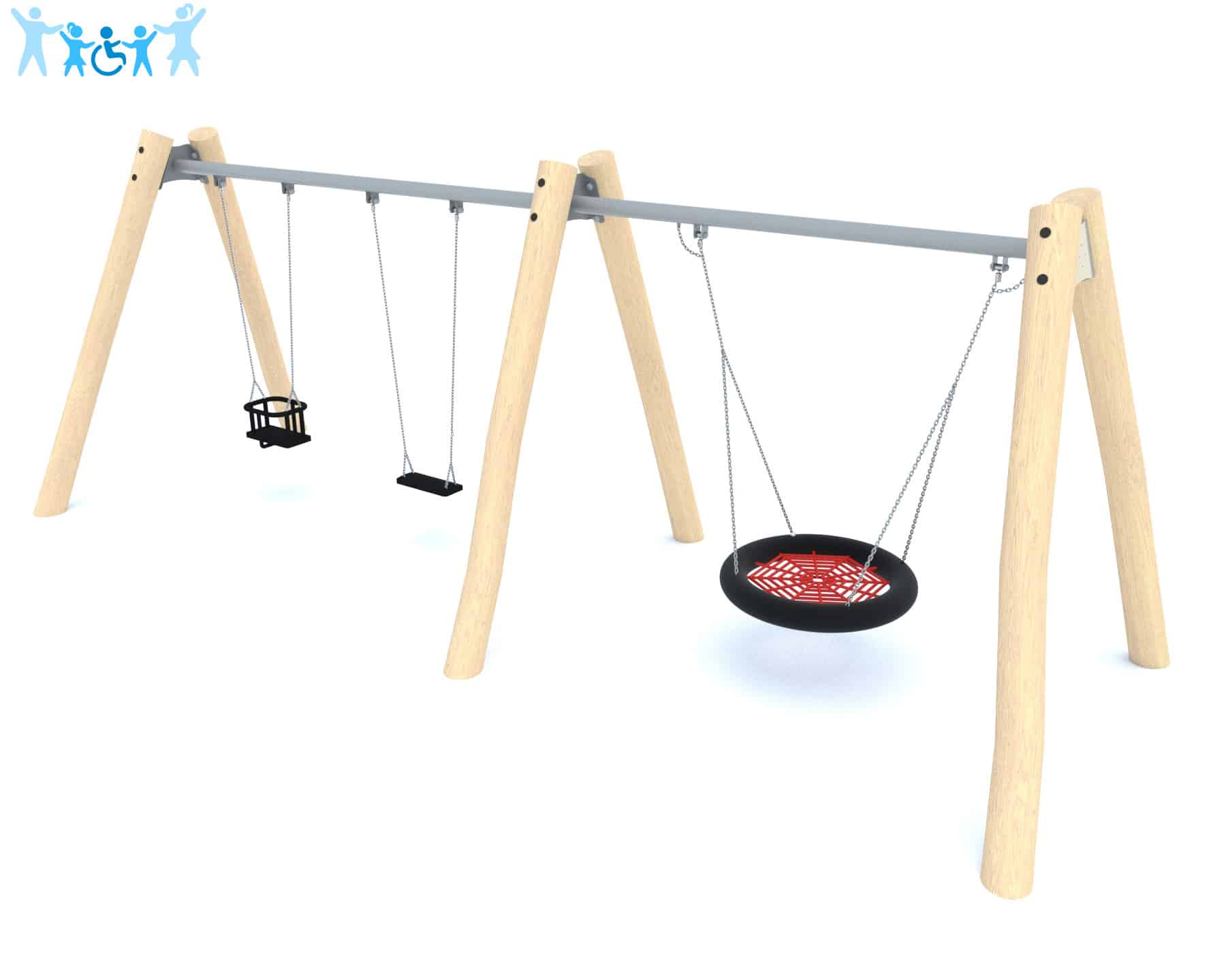 Robinia Nestschaukel für Spielplatz Ansicht 2